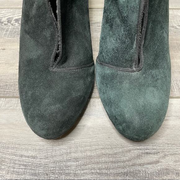 Daniblack Crucial Suede Split Vamp Stiletto Ankle Booties Dark Green Size 8.5M - Picture 3 of 8